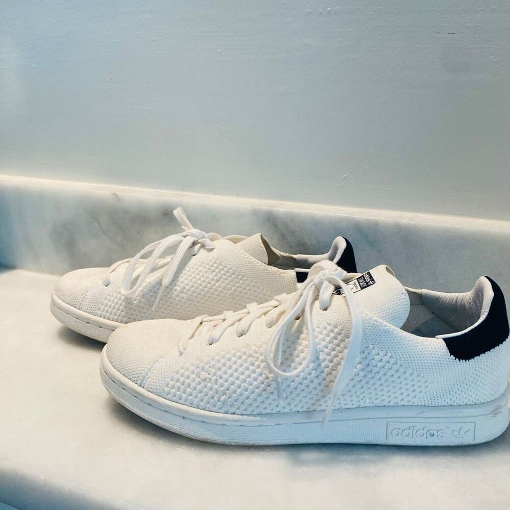 Adidas Stan Smith OG PK Primeknit Lace Up Low Top Sneakers White Black Size 5